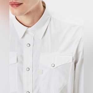 NWT G Star Raw Mens L Landoh Pearl Snap Short Sleeve Western Style White…